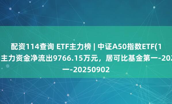 配资114查询 ETF主力榜 | 中证A50指数ETF(159593)主力资金净流出9766.15万元，居可比基金第一-20250902